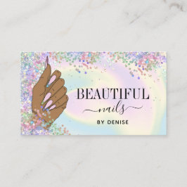Nagelsalon Vrouw Hand Holograph Nails Technician Visitekaartje
