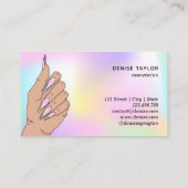 Nagelsalon Vrouw Hand Holograph Nails Technician Visitekaartje (Achterkant)