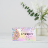 Nagelsalon Vrouw Hand Holograph Nails Technician Visitekaartje (Staand voorkant)