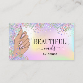 Nagelsalon Vrouw Hand Holograph Nails Technician Visitekaartje