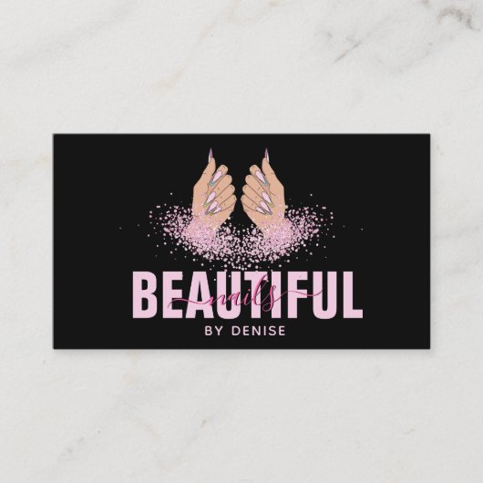 Nagelsalon Vrouw Hand Holograph Nails Technician Visitekaartje (Voorkant)