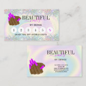 Nagelsalon Vrouw Hand Nagel Technicus Holografisch Visitekaartje (Voorkant / Achterkant)