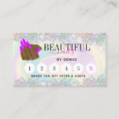 Nagelsalon Vrouw Hand Nagel Technicus Holografisch Visitekaartje (Voorkant)