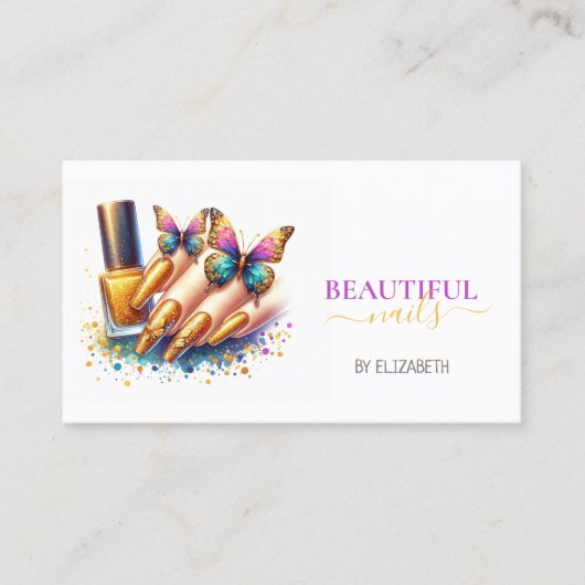 Nagelsalon Vrouw Handnagels Visitekaartje (Voorkant)