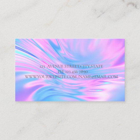 Nagelsalon Vrouw Nagellak Holografische Opal Visitekaartje (Achterkant)