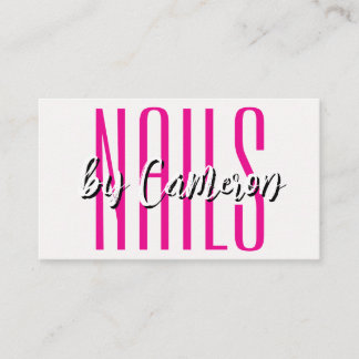 Nagelsalon Zakelijke Kaart Vet Roze Foto & QR Code Visitekaartje