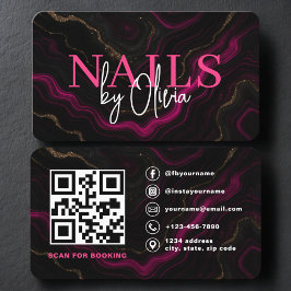 Nagelspecialist Artiest QR Code Roze Zwart Visitekaartje