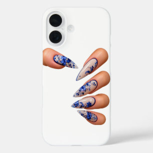 Nagelstijl blauw iPhone 16 hoesje