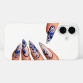 Nagelstijl blauw Case-Mate iPhone case (Achterkant (horizontaal))