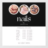Nagelstudio 3 Foto Openingstijden Zwart Wit Raamsticker (Vel)