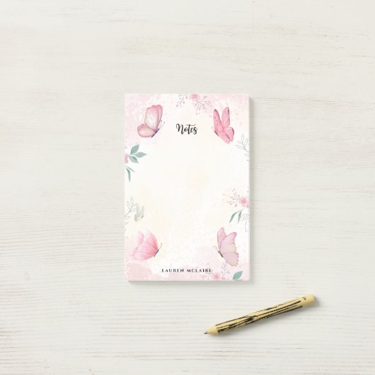 Nagelstudio Aangepaste Roze Vlinders Post-it® Notes (Op bureau)