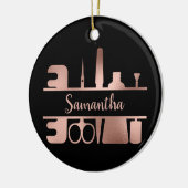 Nagelstudio Bedrijfsmonogram Roze Goud Monogram Keramisch Ornament (Links)