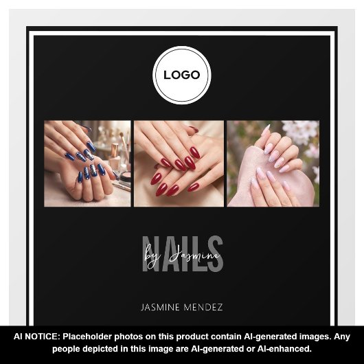 Nagelstudio Elegante Fotocollage Logo Raamsticker