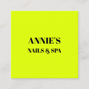 Nagelstudio Fluorescent Neon Geel Zwart Spa Cool Vierkante Visitekaartje