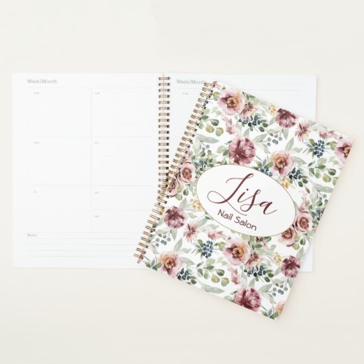 Nagelstudio gepersonaliseerde bloemen planner (Display)
