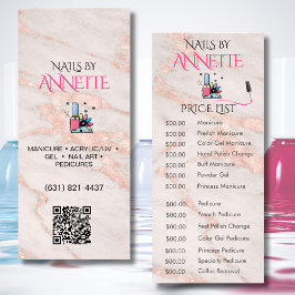 Nagelstudio Manicuriste Rose Goud QR Prijslijst  Reclamekaart