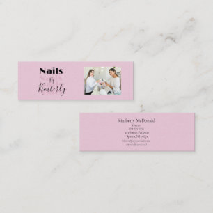Nagelstudio met Blush Roze Zwart Schrift Foto Mini Visitekaartje