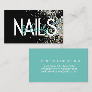 Nagelstudio Ontwerper Galaxy Art Turquoise Zwart Visitekaartje