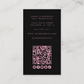 Nagelstudio QR-code foto script roze zwart Visitekaartje (Achterkant)