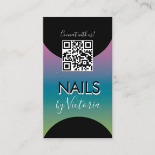 Nagelstudio Schoonheidskunstenaar QR-code Gradiënt Visitekaartje
