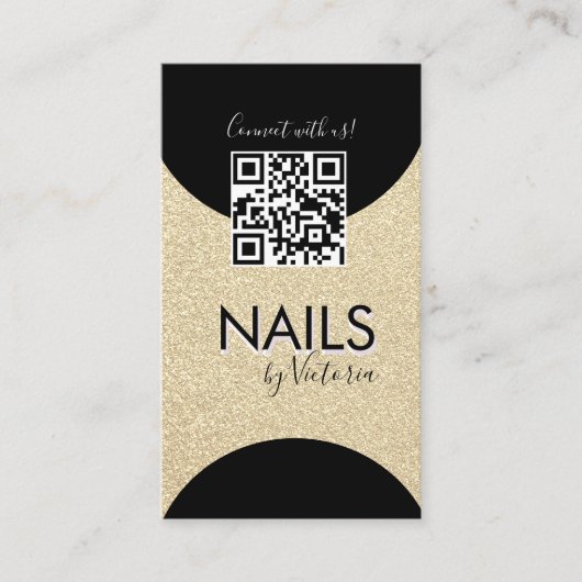 Nagelstudio Schoonheidskunstenaar QR-code Nep Glit Visitekaartje (Voorkant)