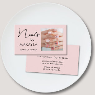 Nagelstylist Blush Roze Zwart Schrift Foto Visitekaartje