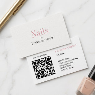 Nagelstylist Blush Roze Zwart Wit Script Visitekaartje
