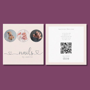 Nagelstylist Champagnetroze 3 Foto QR-code Vierkante Visitekaartje
