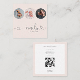 Nagelstylist Champagnetroze 3 Foto QR-code Vierkante Visitekaartje