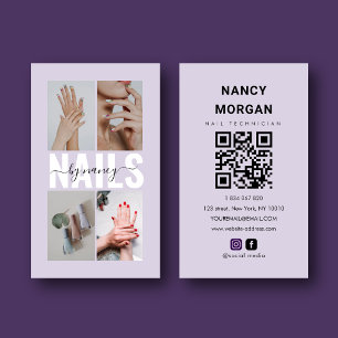 Nagelstylist Elegante Fotocollage QR-code Visitekaartje