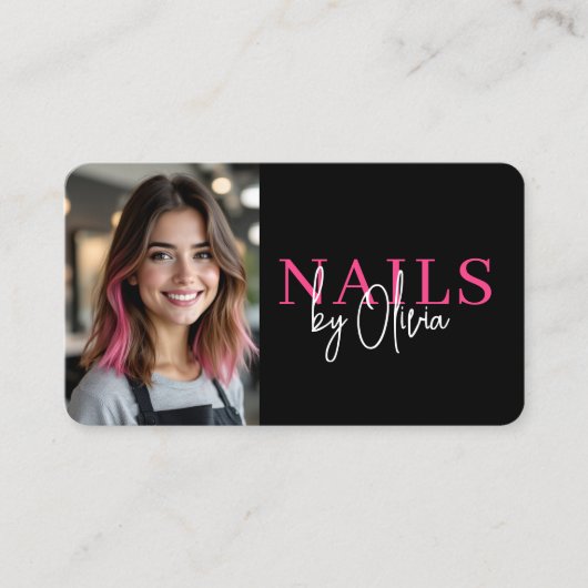 Nagelstylist Foto QR Code Modern Visitekaartje (Voorkant)