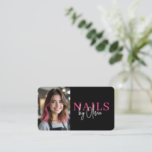 Nagelstylist Foto QR Code Modern Visitekaartje (Staand voorkant)