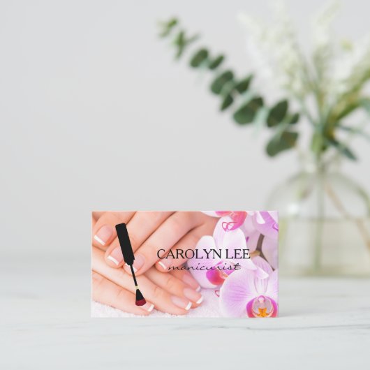 Nagelstylist | Gemanicuurde handen Visitekaartje (Staand voorkant)