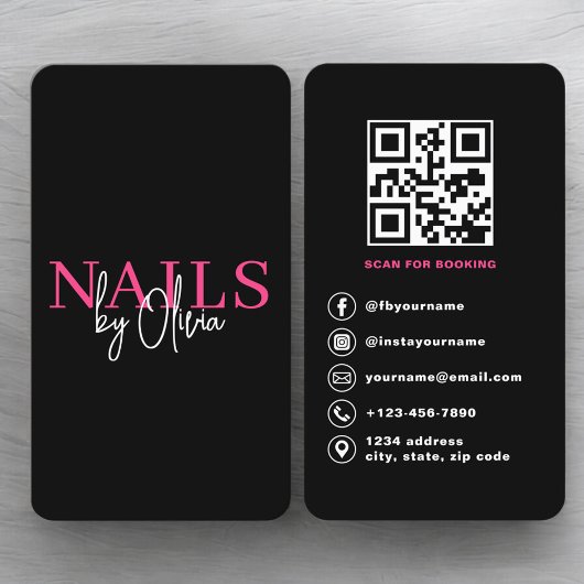 Nagelstylist QR-code Boeking Visitekaartje