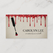 Nagelstylist | Rode Glitter Drip Visitekaartje (Voorkant)
