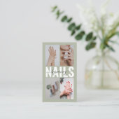 Nagelstylist Sage Green Fotocollage Qr Code Visitekaartje (Staand voorkant)