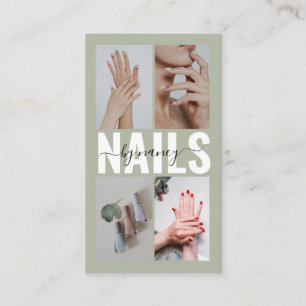 Nagelstylist Sage Green Fotocollage Qr Code Visitekaartje