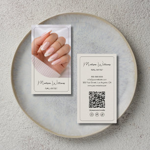 Nagelstylist Salon Manicuriste QR Neutraal Beige Visitekaartje