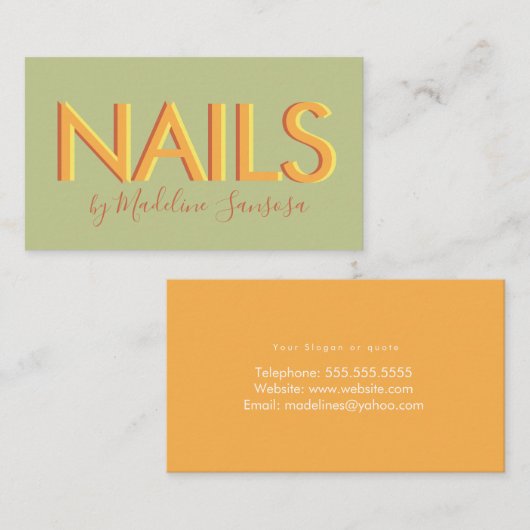 Nagelstylist Sinaas Drieletterig Lettertype Visitekaartje (Voorkant / Achterkant)