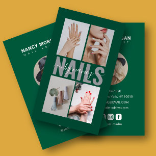 Nagelstylist Smaragdgroene Verticale 4 Foto Raster Visitekaartje