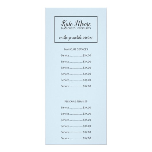 Nagelstylist Voetverzorger Nagelstudio Diensten Reclamekaart (Voorkant)