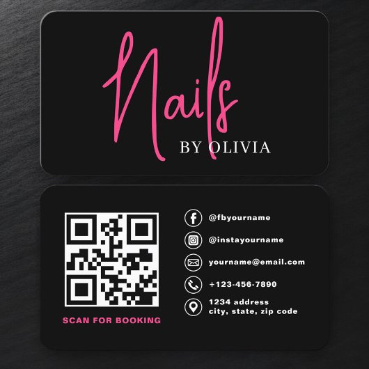 Nagelstyliste QR-code Boeking Visitekaartje