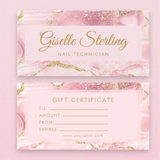 Nagelstyliste Roze Goud Agaat Cadeaubon