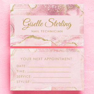 Nagelstyliste Roze Goud Agaat Marmer Afsprakenkaartje