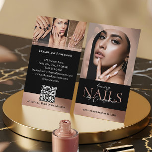Nageltechnicus Artiest Salon Boog Foto Zwart Roze Visitekaartje