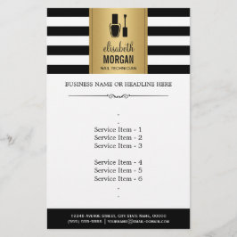 NAGELTECHNICUS Elegante Gouden Zwarte Witte Strepe Flyer