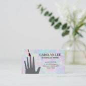 nageltechnicus | geometrische iriserende achtergro visitekaartje (Staand voorkant)