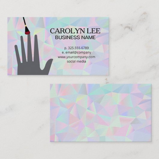 nageltechnicus | geometrische iriserende achtergro visitekaartje (Voorkant / Achterkant)