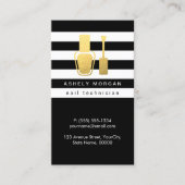 Nageltechnicus Gold Poolse fles B&W stripes Visitekaartje (Voorkant)