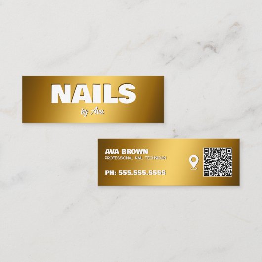 Nageltechnicus Google Maps QR Mini Visitekaartje (Voorkant / Achterkant)